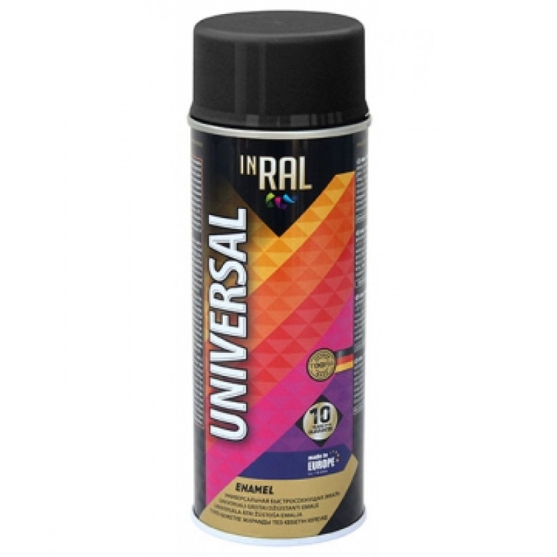 Inral Emalja aerosols glancēts Inral Universal 400ml RAL9017 melns - gab