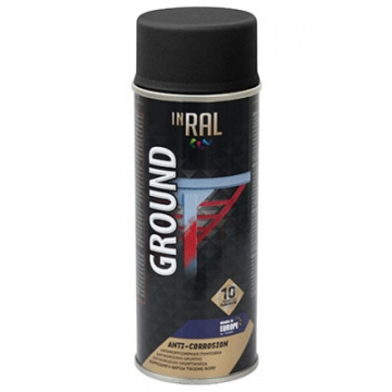 Inral Antikorozijas aerosols grunts Inral Ground 400ml RAL9011 melna - gab