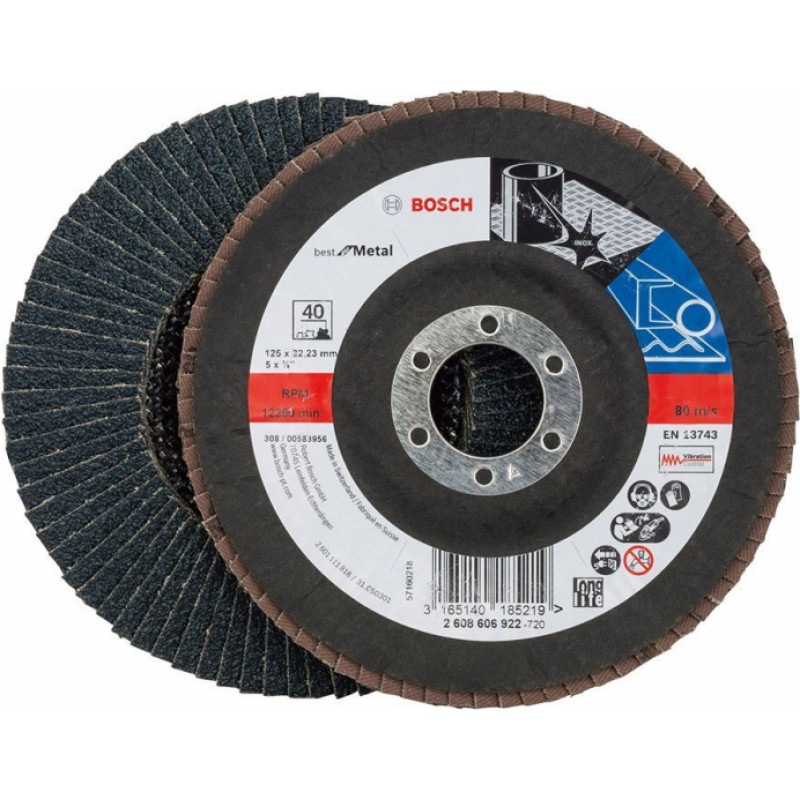 Bosch Vēdekļveida slīpēšanas disks Bosch X571 Best For Metal, 125 mm, K80 - gab