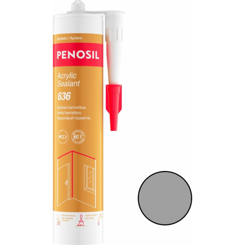 Penosil Acrylic Sealant 636 Krāsojams akrila hermētiķis 280ml, pelēks