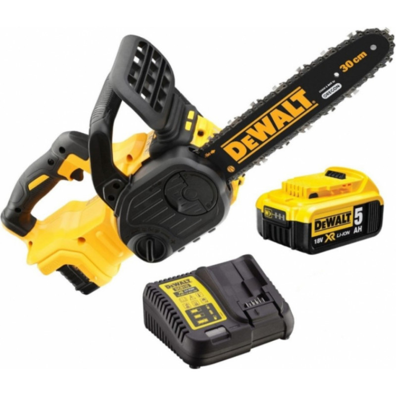 Dewalt Akumulatora Motorzāģis 18V XR, 30cm sliede (+1x5.0Ah, lādētājs) DCM565P1-QW