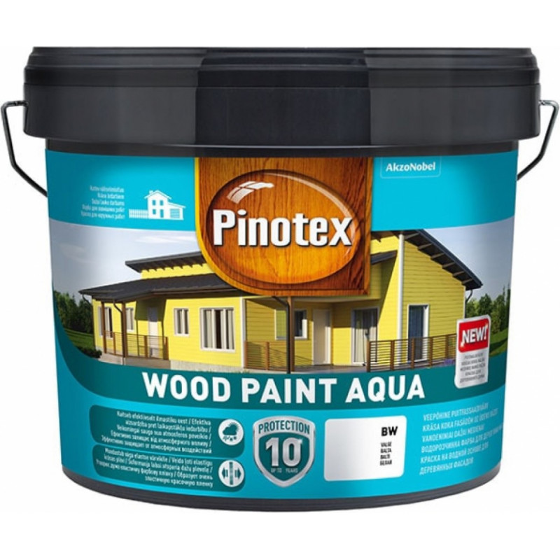 Pinotex Wood Paint Aqua BW Krāsa koka fasādēm, balta, 9L