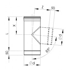 Almeva T-gabals 85° EW/150 ar noņemamu zaru - gab.