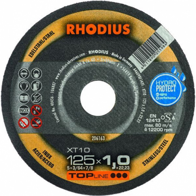 Rhodius Plāni griešanas diski XT10 125x1.0x22.23 - gab.