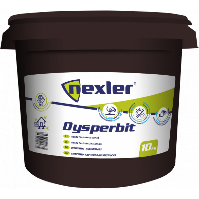 Nexler Bituma-kaučuka Mastika 10kg Nexler Dysperbit Uz ūdens Bāzes