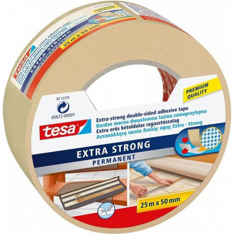 Tesa Divpusējā līmlente Tesa 5672 EXTRA STRONG EEU 25 m/50 mm - gab