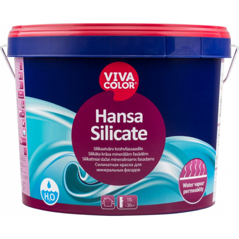 Vivacolor Silikāta krāsa minerālām fasādēm Vivacolor Hansa Silicate SC-bāze (Tonējamā krāsa) 9L - gab