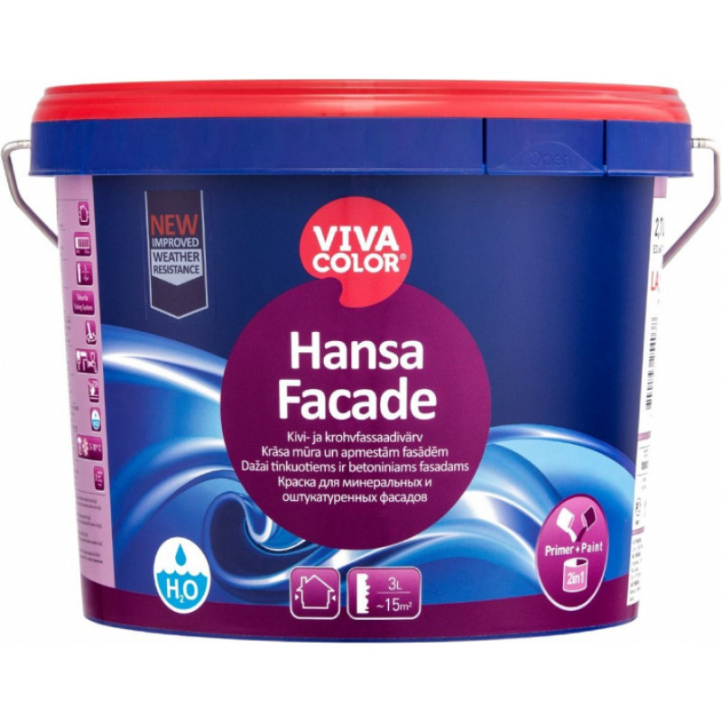 Vivacolor Krāsa mūra un apmestām fasādēm Vivacolor Hansa Facade LC-bāze (Tonējamā krāsa) 2.7L - gab