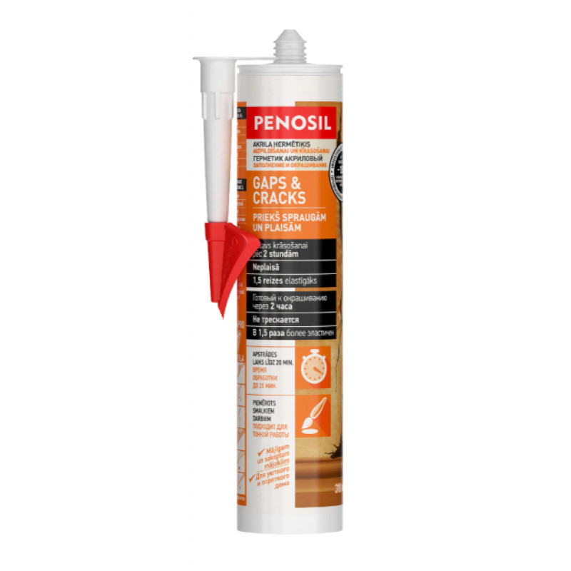 Penosil Gaps & Cracks Acrylic Sealant Krāsojams spraugu un plaisu aizpildītājs 310ml, balts