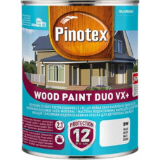 Pinotex Wood Paint Duo VX+ Ūdens bāzes eļļas krāsa koka fasādēm, pusmatēta BW 1L