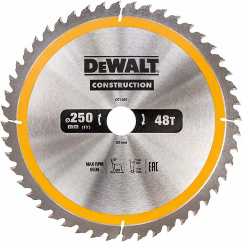 Dewalt Zāģripa Construction 250x30mm, 48T