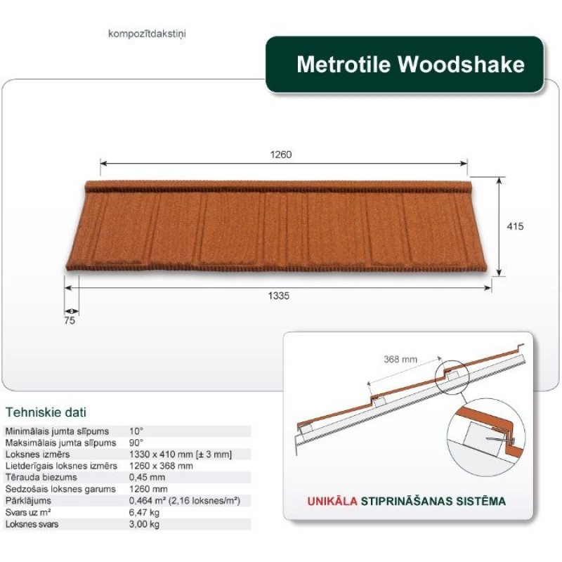 Metrotile kompozīta dakstiņi WOODSHAKE