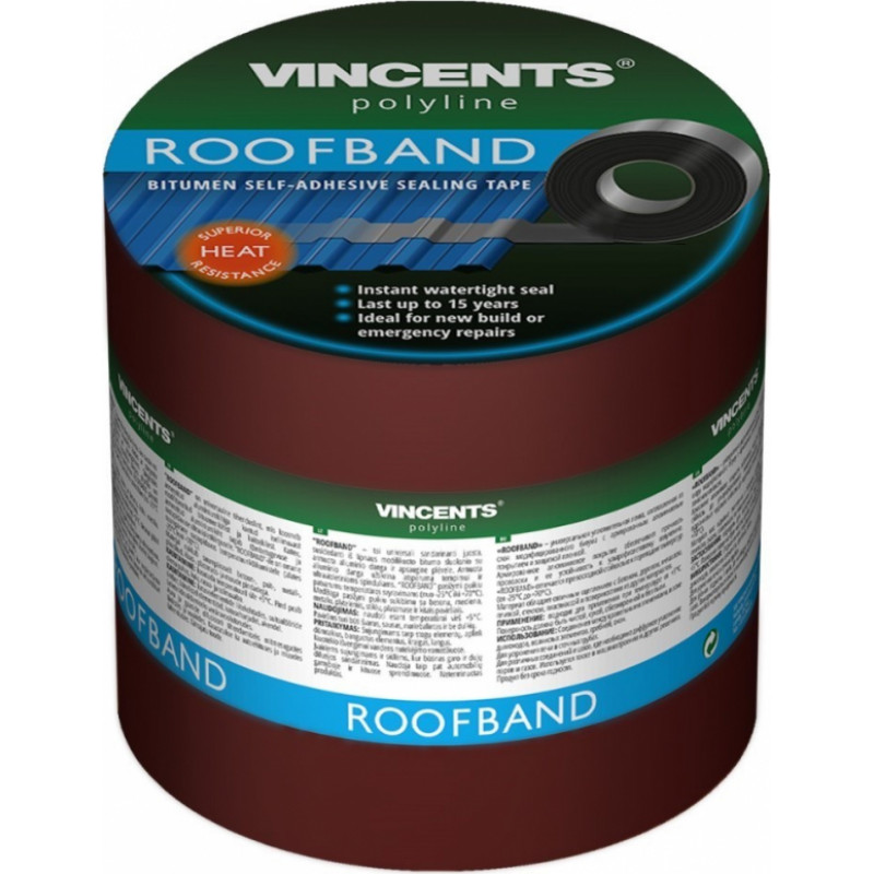 Vincents Polyline Roofband Bitumena blīvējoša lente Terra 20cm x 3m