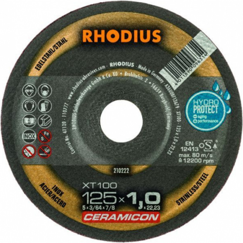 Rhodius Plāni griešanas diski XT100 125x1.0x22.23 - gab.