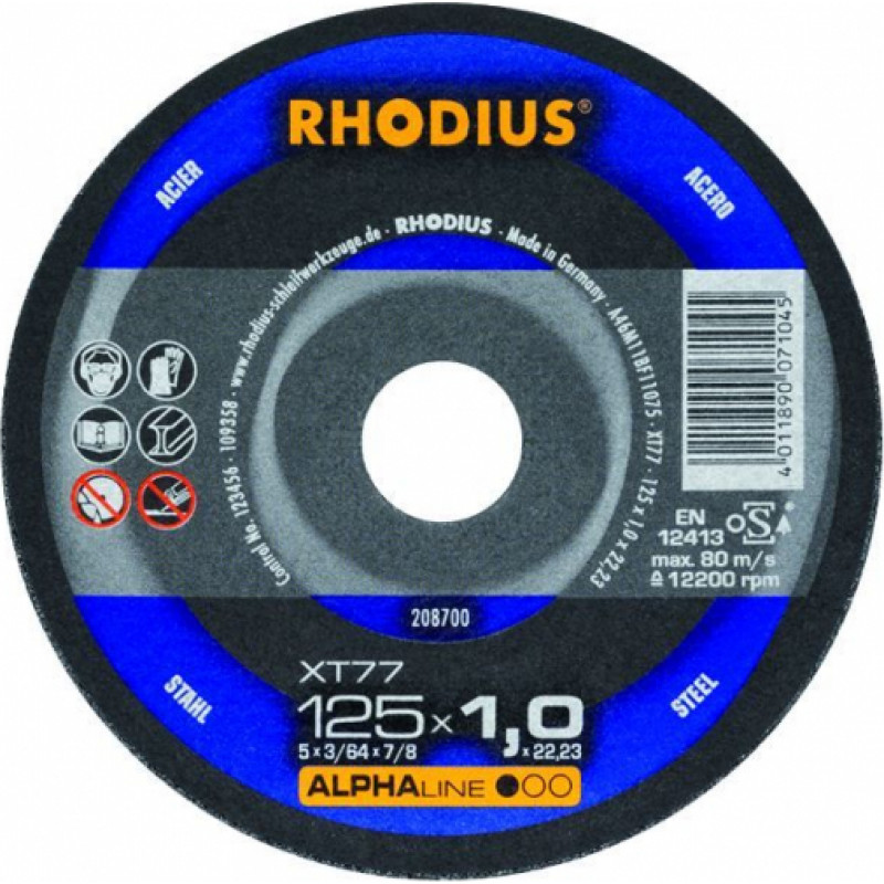 Rhodius Plāni griešanas diski XT77 125x1.0x22.23 - gab.