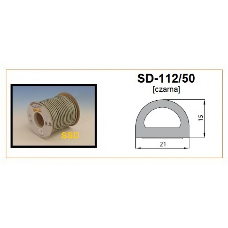 Sanok Blīvgumija D profils 21x15mm melns (1x50m) m