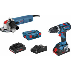 Bosch Komplekts - Triecienurbjmašīna Bosch GSB 18V-60C, 2x4.0Ah + Leņķa slīpmašīna Bosch GWX 10-125 X-LOCK - gab.