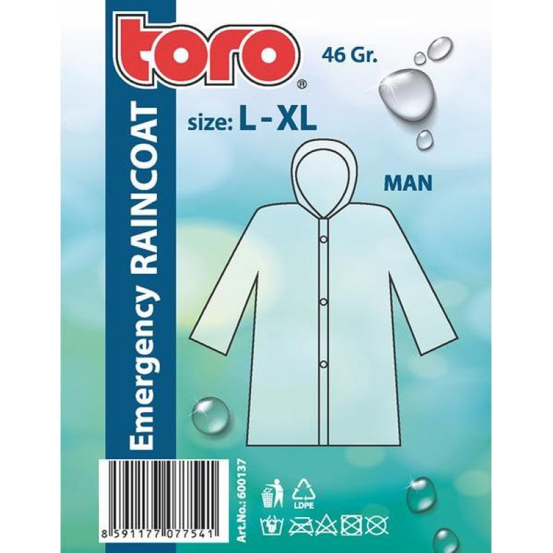 Toro Lietusmētelis vīriešiem Toro 01600137, L-XL (200) - gab.