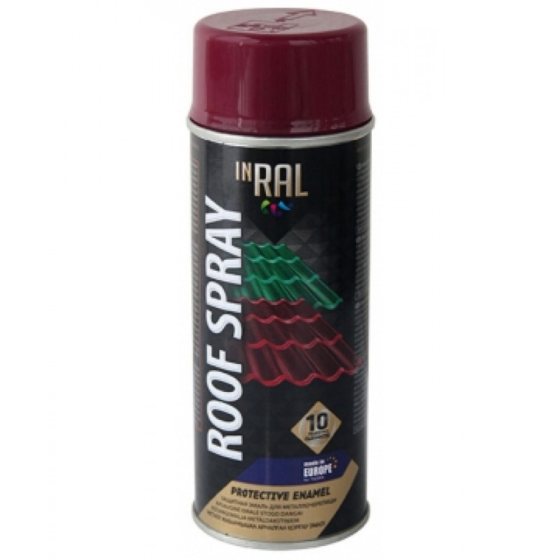 Inral Emalja aerosols jumtam Inral Roof spray 400ml RAL3011 sarkanbrūns - gab