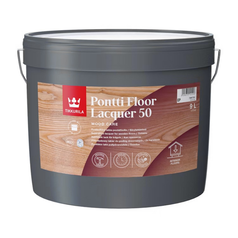 Tikkurila Laka koka grīdām Tikkurila Pontti Floor Lacquer 50 Pusspīdīga EP-Bāze 9L - gab