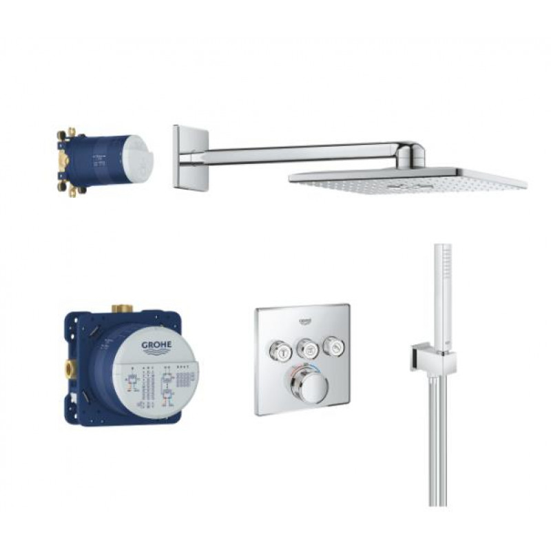 Grohe iebūvējamā dušas termostata komplekts SmartControl Perfect Rainshower 310 Cube, 3 režīmi, hroms