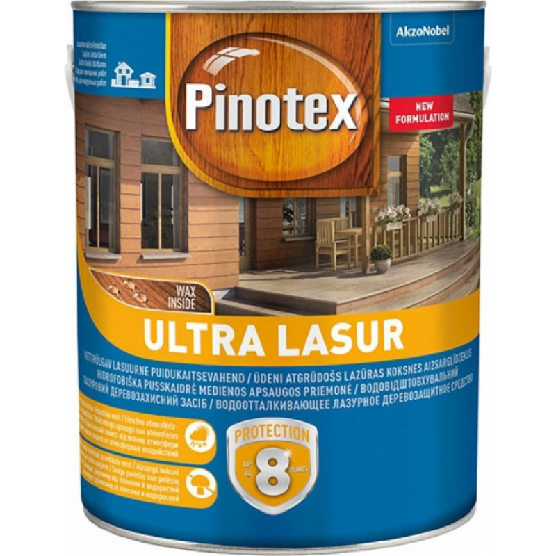 Pinotex Ultra Lasur Lazējošs koksnes aizsarglīdzeklis, spīdīgs, bezkrāsains (tonējamā bāze) 3L