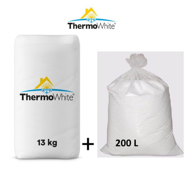 Thermowhite un EPS granulas. Biezums 10cm ThermoWhite 13kg, Granulas 200L