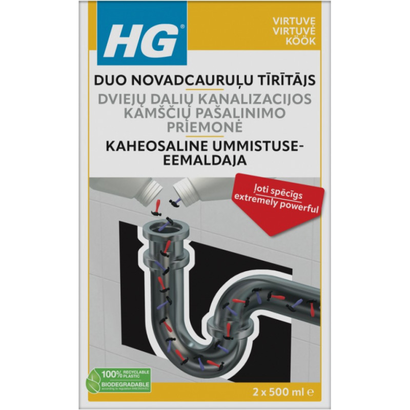 HG Duo novadcauruļu tīrītajs 2x0.5L