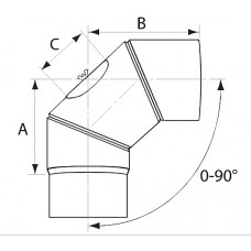 Almeva KH regulējams līkums 0-90° ar revīziju DN160 - gab.