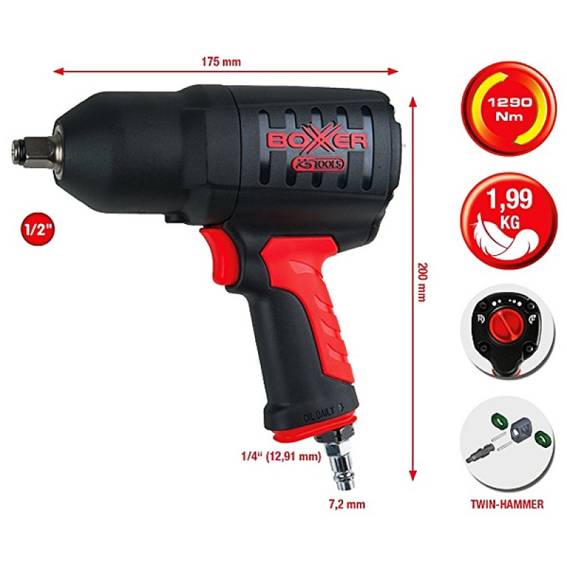 Ks Tools Pneimatiskā uzgriežņatslēga 1/2'' / 1290Nm - gab.