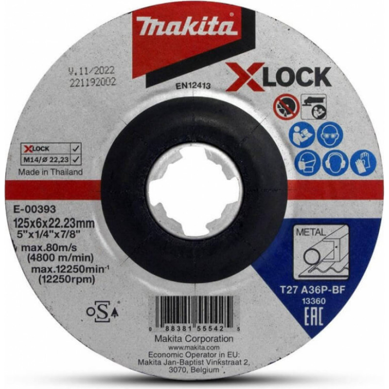 Makita Accessories Slīpēšanas disks MAKITA X-Lock 125x6mm A36P