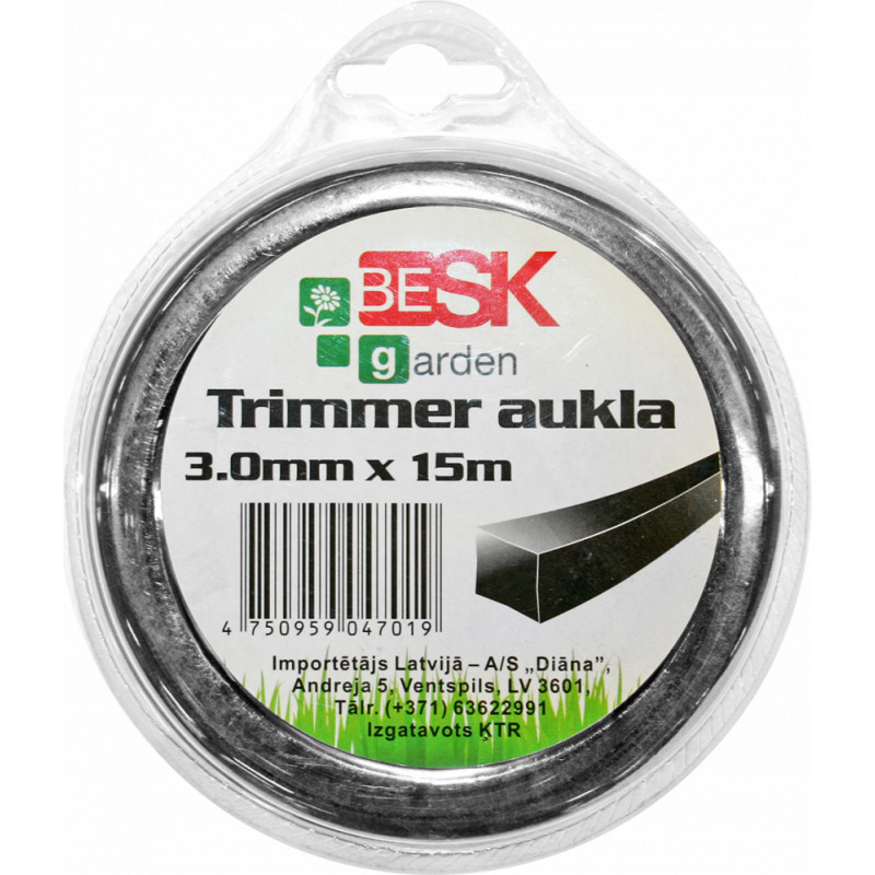 Besk Trimmera aukla 3.0mm*15m kvadr.