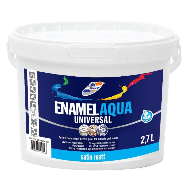 Rilak Akrila emalja RILAK ENAMEL AQUA UNIVERSAL Matēta C-Bāze (Tonējamā krāsa) 2.7L - gab