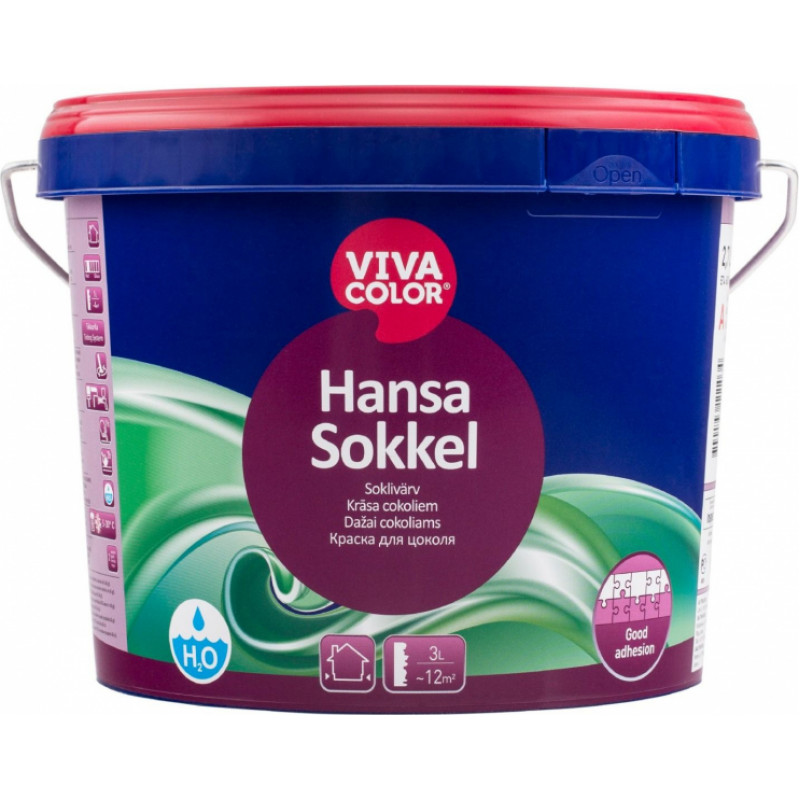 Vivacolor Ūdens bāzes krāsa cokoliem Vivacolor Hansa Sokkel C-bāze (Tonējamā krāsa) 2.7L - gab