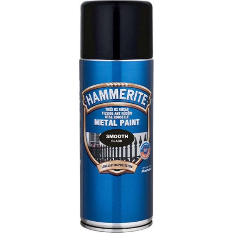 Hammerite Smooth Spīdīga aizsargkrāsa metāla virsmām, aerosols, melna 0.4L