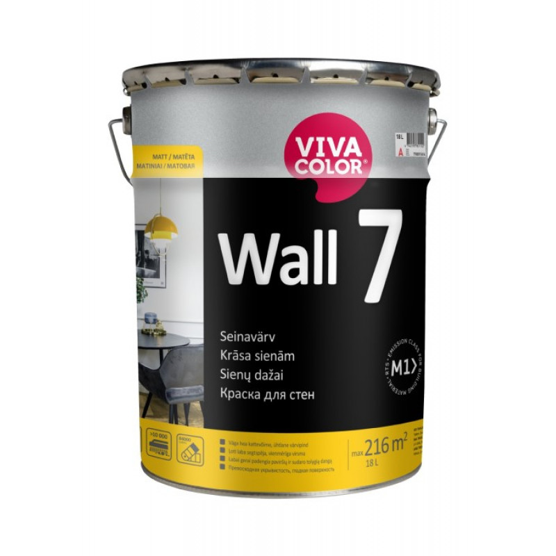 Vivacolor Wall 7 A Sienas krāsa, matēta 18L