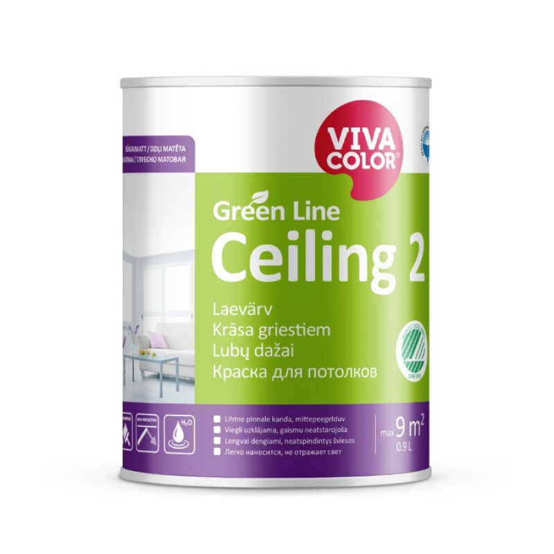 Vivacolor Ceiling 2 A Griestu krāsa, dziļi matēta 0.9L