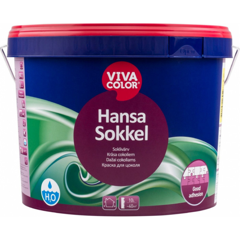 Vivacolor Ūdens bāzes krāsa cokoliem Vivacolor Hansa Sokkel C-bāze (Tonējamā krāsa) 9L - gab