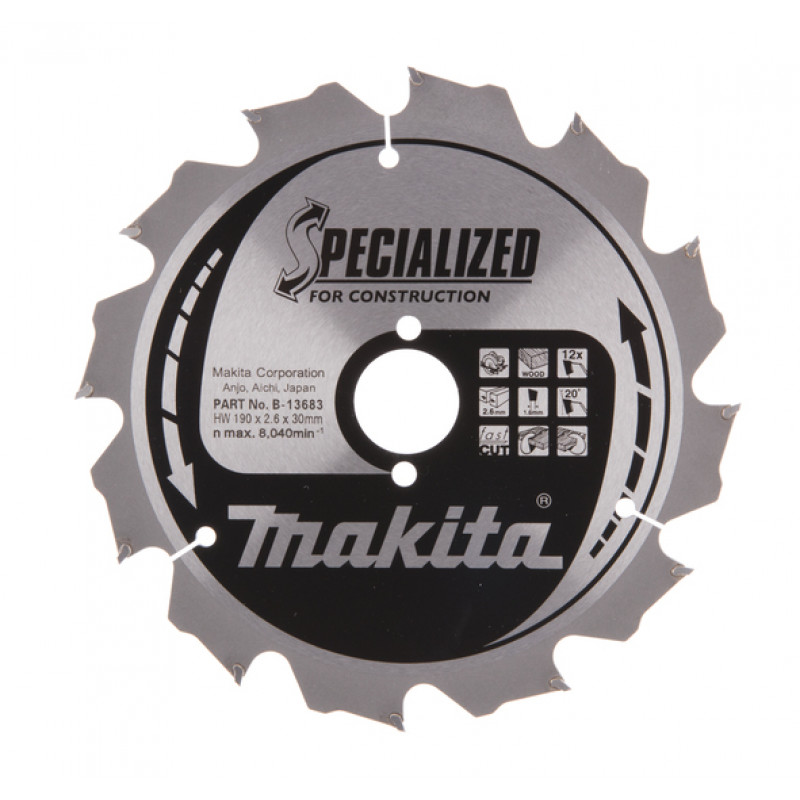 Makita Zāģripa Makita HM 190x30x2.6 mm, 12T - gab