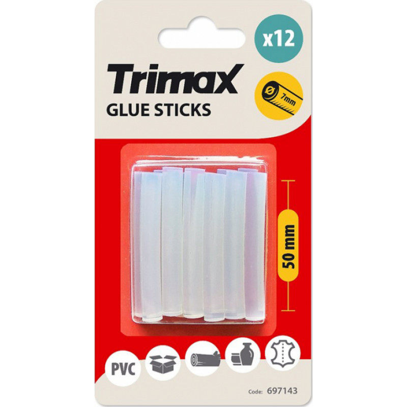 Trimax Līmes stienīši TRIMAX, caurspīdīgi, 7x50 mm, 12 gab. - gab