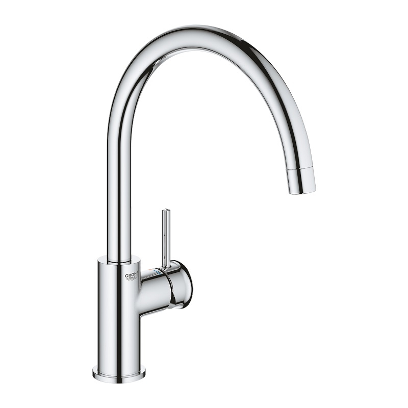 Grohe BauClassic Virtuves izlietnes maisītājs, C veida iztece, 1/2 collas, hroms