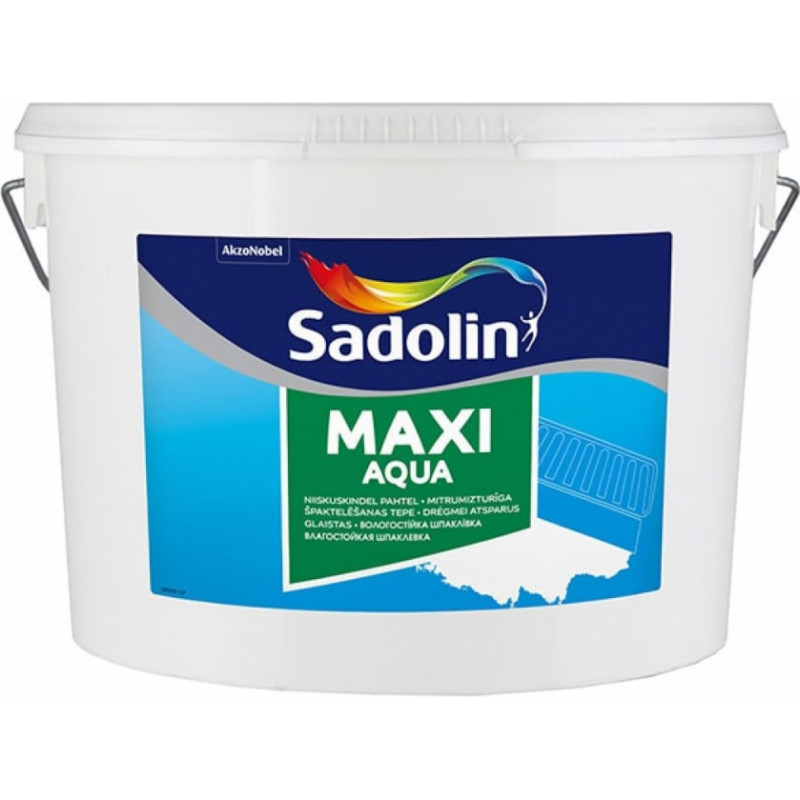 Sadolin Maxi Aqua mitrumizturīga, smalkgraudaina špaktelēšanas tepe, pelēka 10L