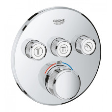 Grohe iebūvējamā dušas termostata SmartControl round virsapmetuma daļa, ar 3 izejām, hroms