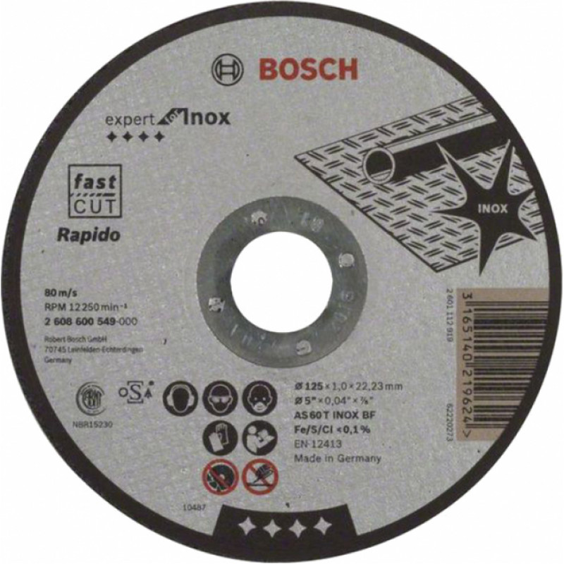 Bosch Griešanas disks metālam Bosch Expert for INOX AS 60 T INOX BF 125x22.23 mm - gab