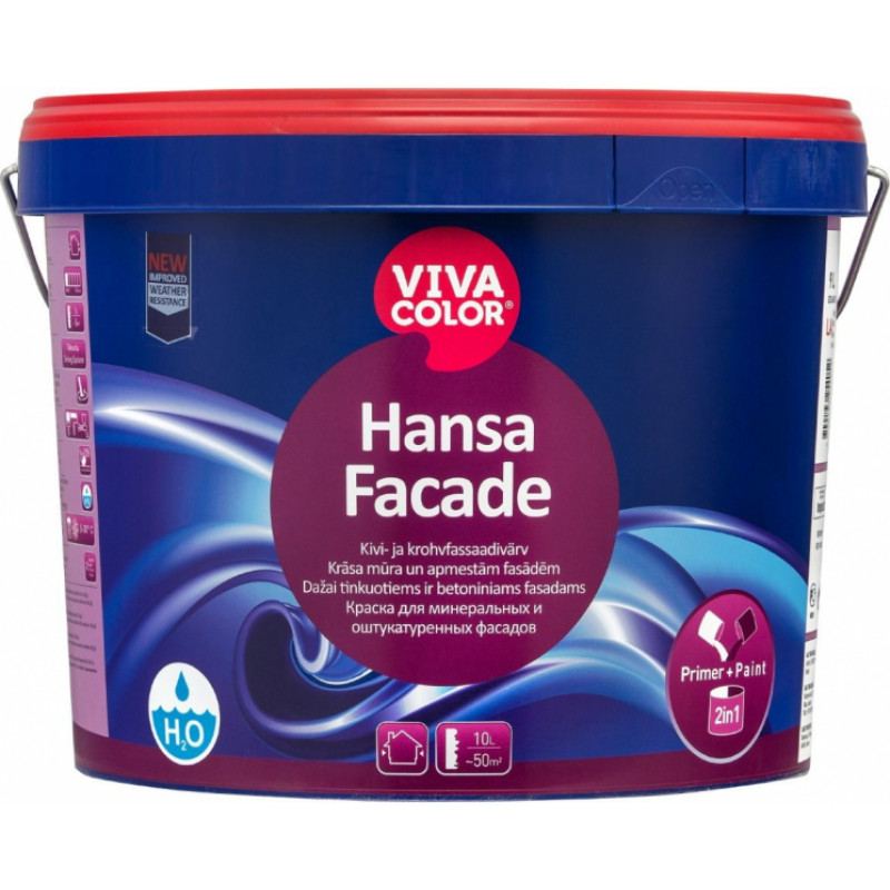 Vivacolor Krāsa mūra un apmestām fasādēm Vivacolor Hansa Facade LC-bāze (Tonējamā krāsa) 9L - gab