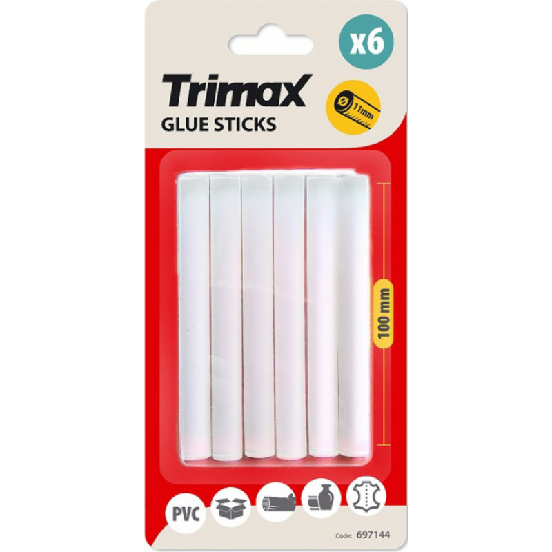 Trimax Līmes stienīši TRIMAX, caurspīdīgi, 11x100 mm, 6 gab. - gab