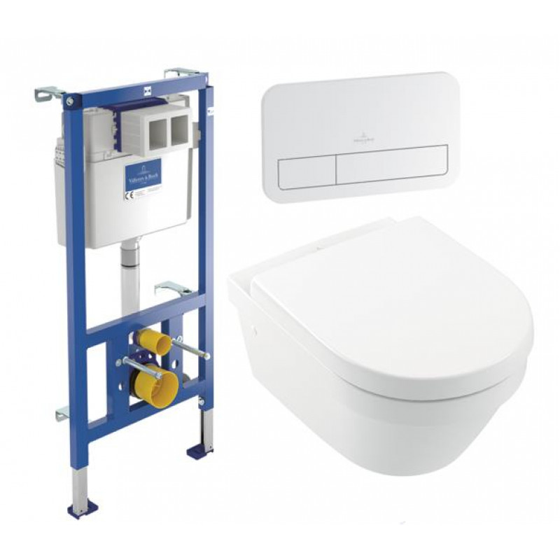 Villeroy & Boch komplekts - pods ar QR/SC vāku Architectura, rāmis ViConnect, taustiņš (balts) (4694HR01+92230900+92