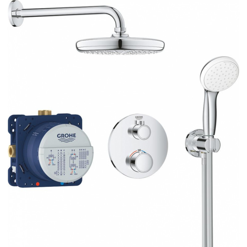 Grohe iebūvējamais dušas termostata komplekts Grohtherm Perfect/Tempesta 210, hroms