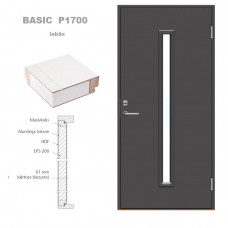 Jeld-Wen Jeldwen Ārdurvis Basic P1700, 988x2080mm ar stiklu, labās, pelēkas