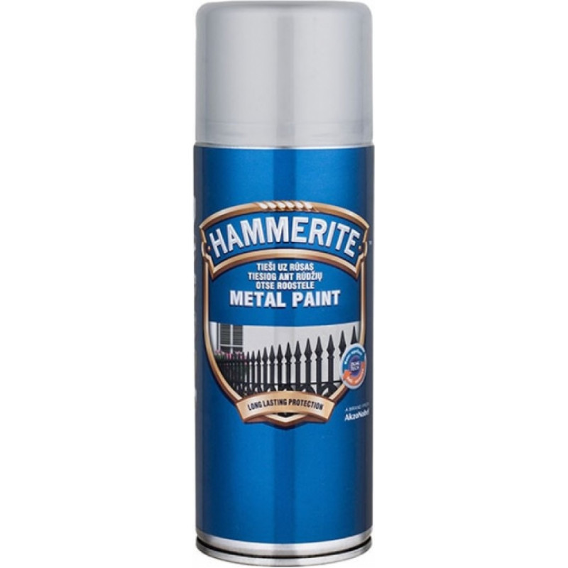 Hammerite Smooth Spīdīga aizsargkrāsa metāla virsmām, aerosols, sudraba 0.4L